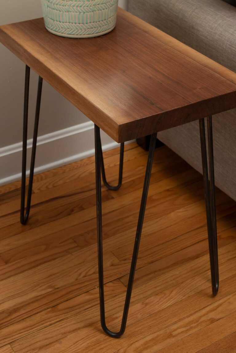 Black Walnut End Table with Hairpin Legs